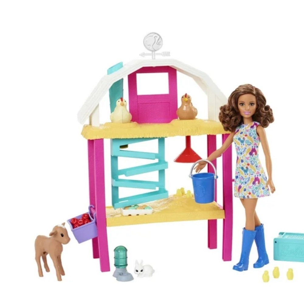 Barbie chicken farm with goat and bunny  hatch & gather